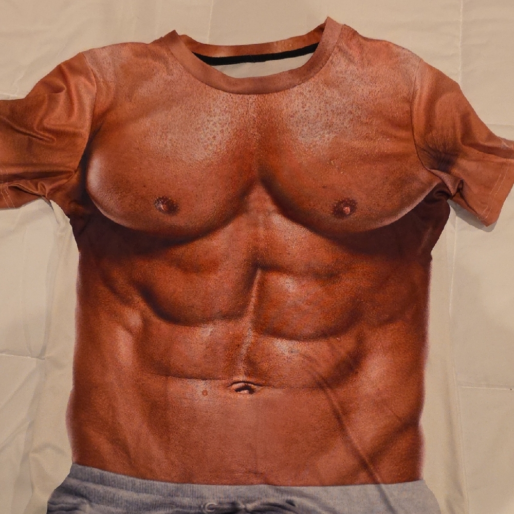 Men's Novelty Muscle Print T-Shirt
